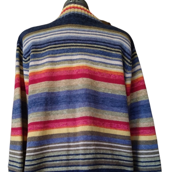 Classic Elements multi-color striped knit sweater, zipper closure. LP (14/16) - Picture 3 of 6